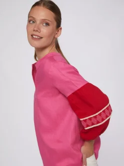 Kaya Blouse - Pink Linen