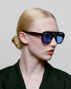 Kaya Sunglasses - Demi Tortoise (Blue Lens)