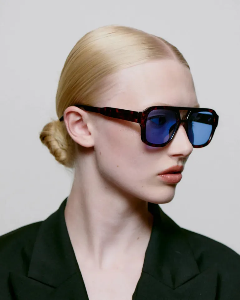 Kaya Sunglasses - Demi Tortoise (Blue Lens)