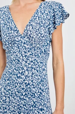 Kenz Dress - Blue Mixed Cheetah