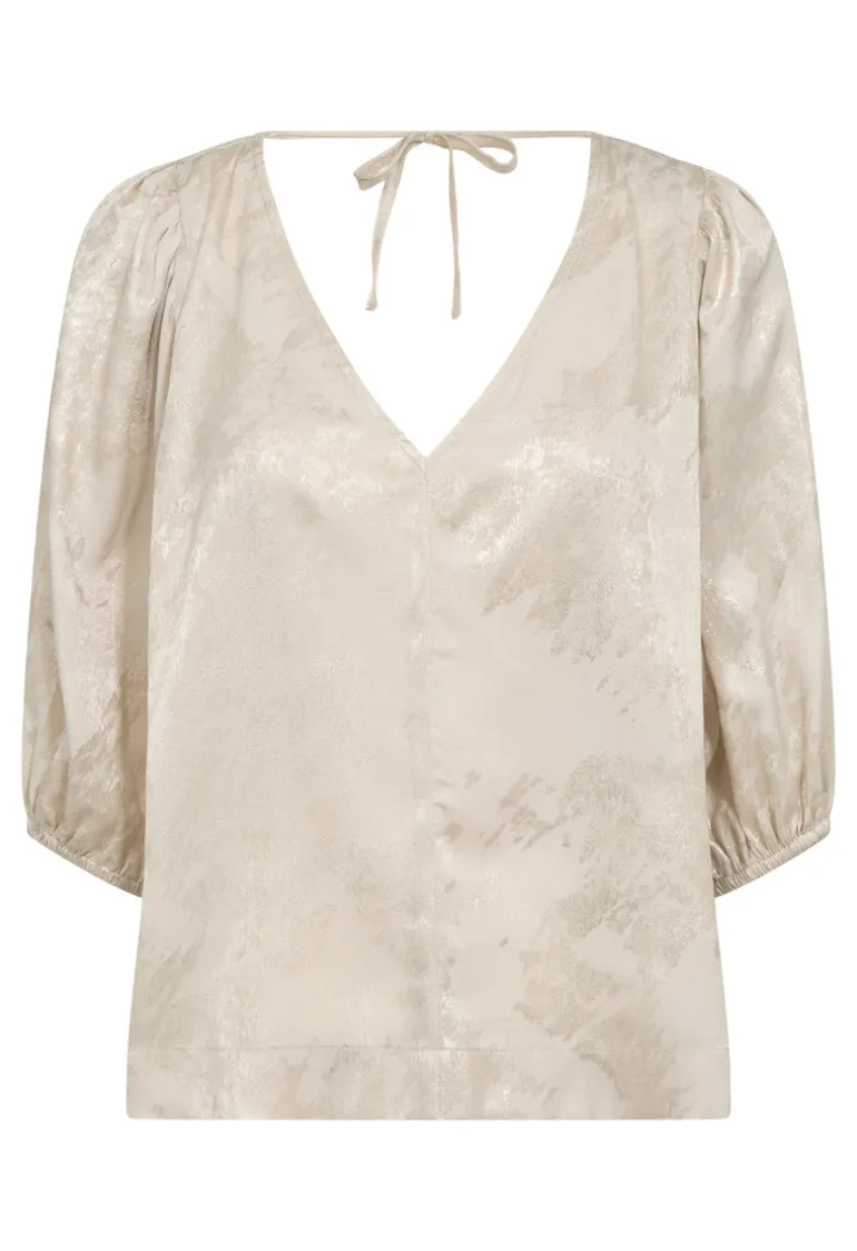 Kitty Blouse SS - Ancient Scroll metallic print