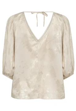 Kitty Blouse SS - Ancient Scroll metallic print