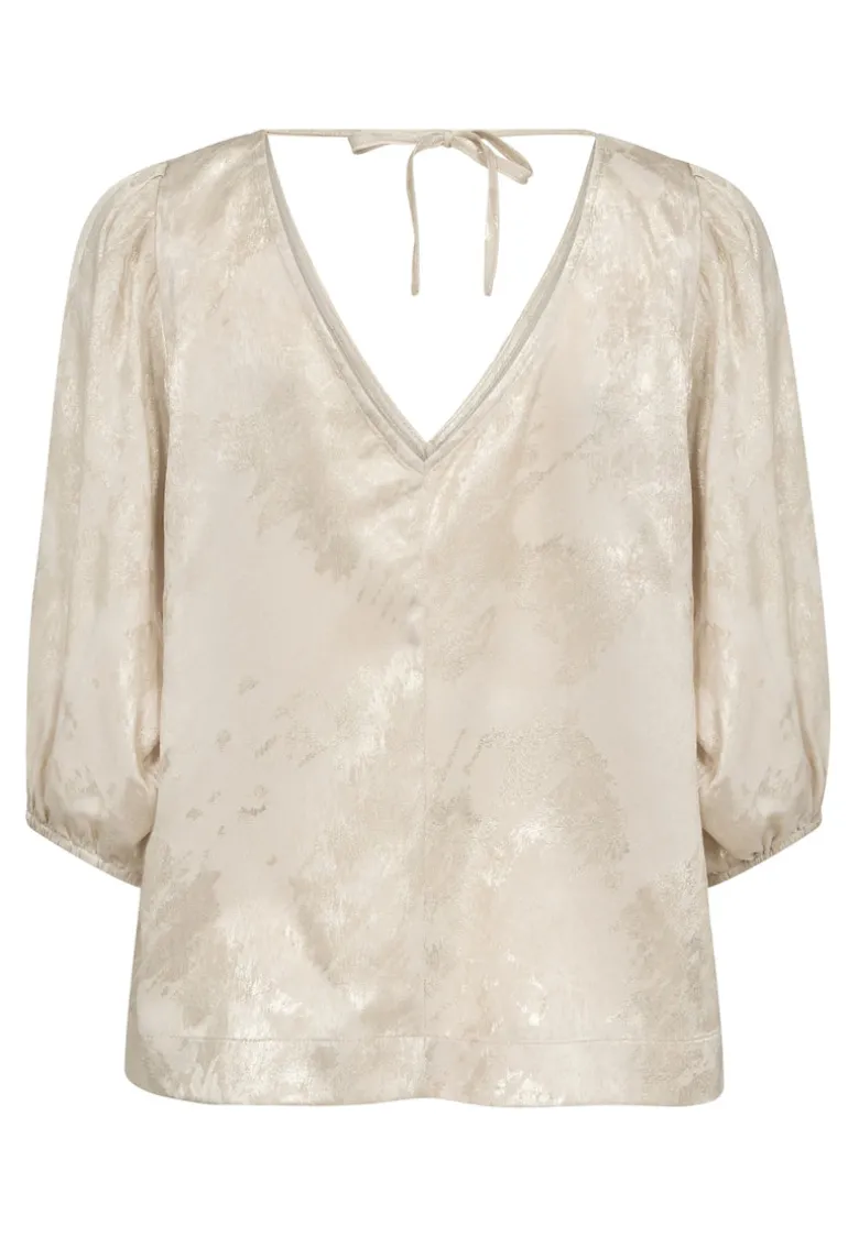 Kitty Blouse SS - Ancient Scroll metallic print