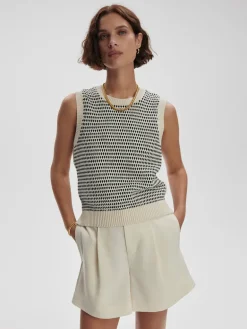 Knowles Textured Knit Vest - Birch Multi Stitch