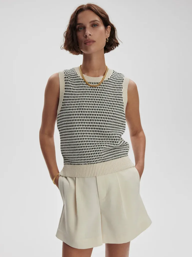 Knowles Textured Knit Vest - Birch Multi Stitch