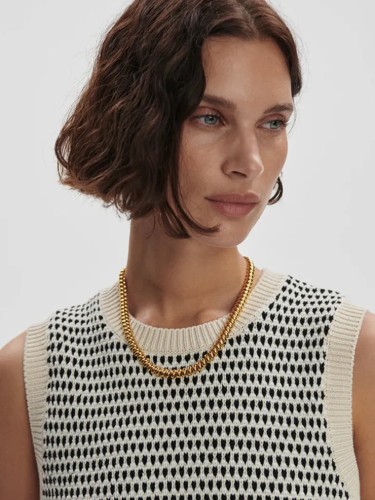 Knowles Textured Knit Vest - Birch Multi Stitch