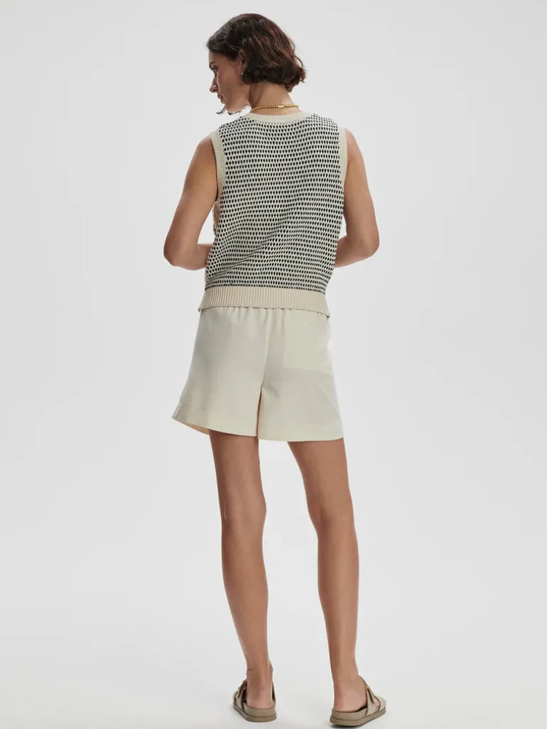 Knowles Textured Knit Vest - Birch Multi Stitch