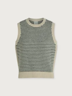 Knowles Textured Knit Vest - Birch Multi Stitch