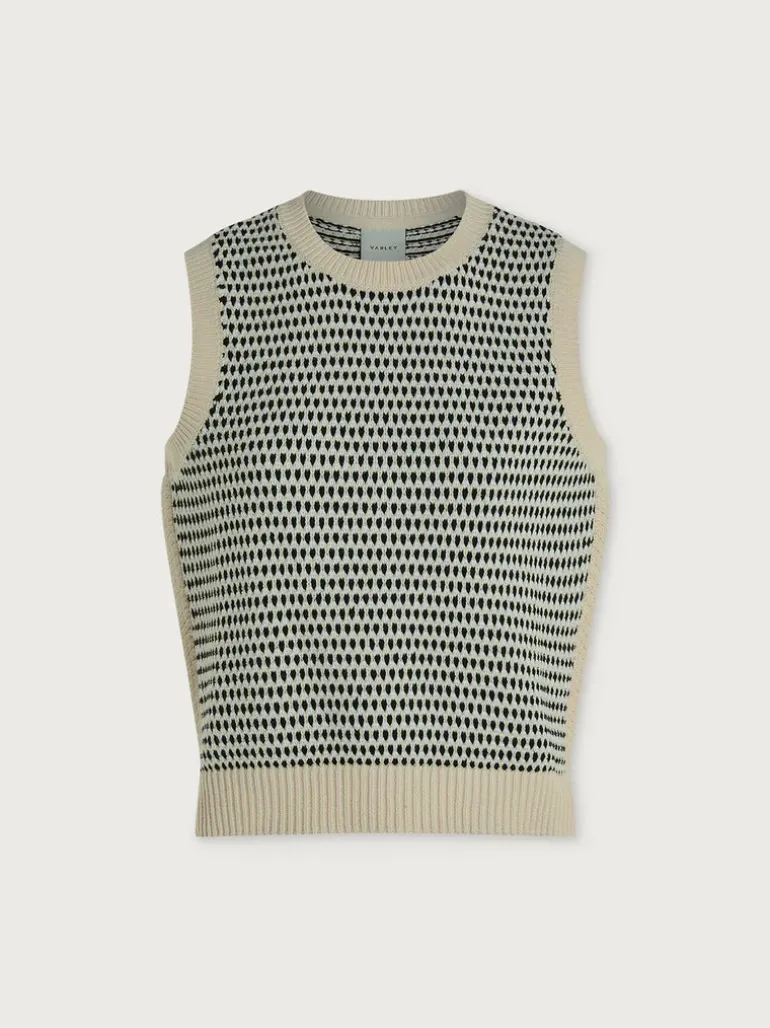 Knowles Textured Knit Vest - Birch Multi Stitch