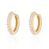 Large Huggie Earrings with Clear Stones - Gold