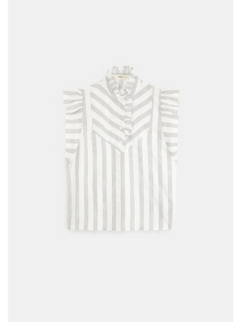Leane Blouse - White Stripe