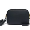 Leather Camera Bag with Tassels - Navy