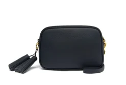 Leather Camera Bag with Tassels - Navy