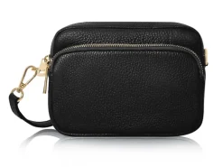 Leather X-Body Bag - Black