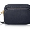 Leather X-Body Bag - Navy