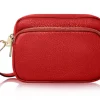Leather X-Body Bag - Red