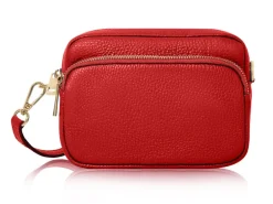 Leather X-Body Bag - Red