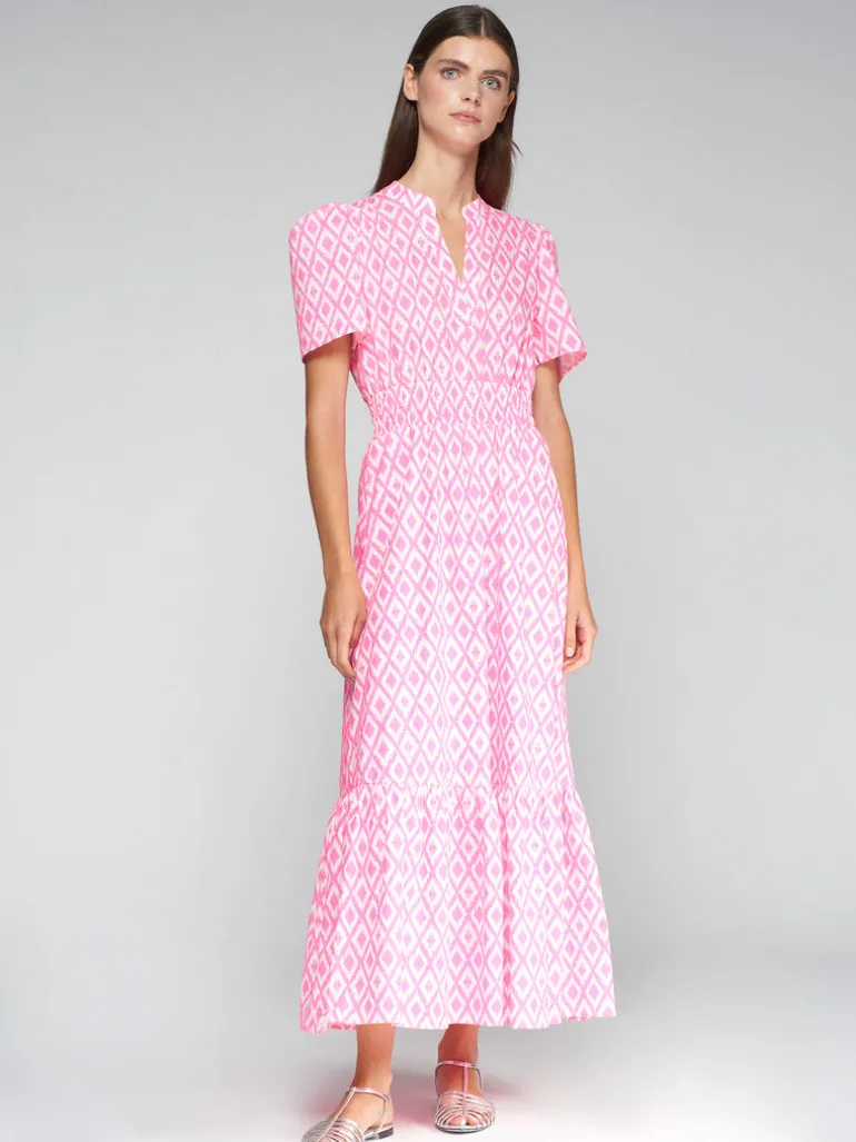 Leila Dress - Pink Fluro Ikat