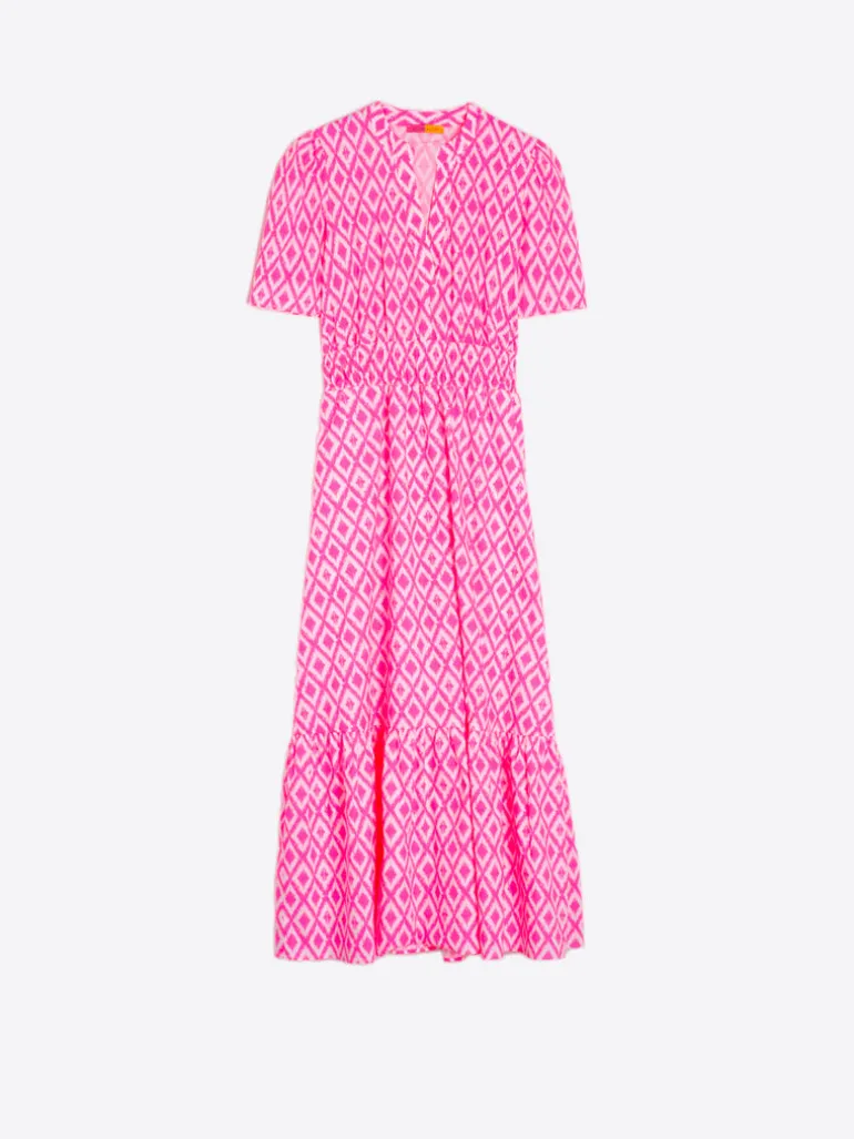 Leila Dress - Pink Fluro Ikat