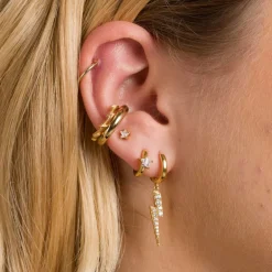 Lightning Hoop Earrings - Gold