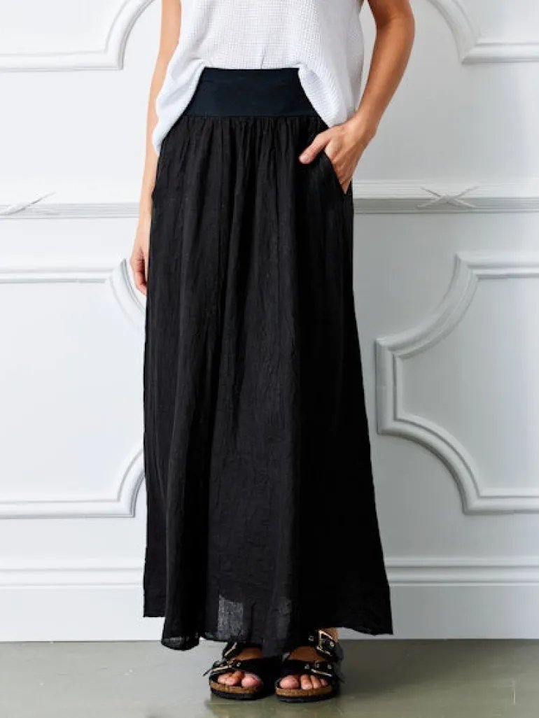 Lili Linen Skirt - Black