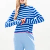 Little Stripe Roll Collar - Wedgewood/Bright Blue