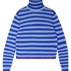 Little Stripe Roll Collar - Wedgewood/Bright Blue