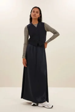 Lynn Pinstripe Gilet - Midnight