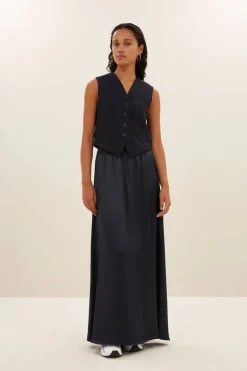 Lynn Pinstripe Gilet - Midnight