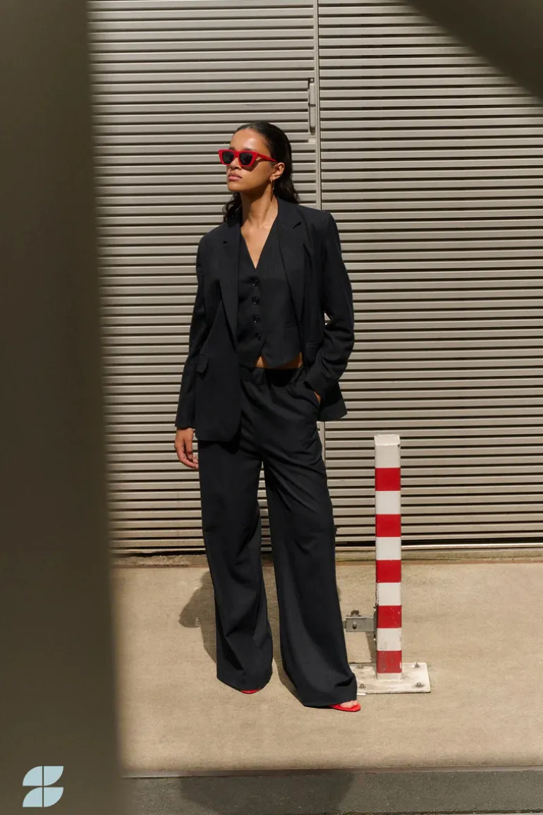 Lynn Pinstripe Gilet - Midnight