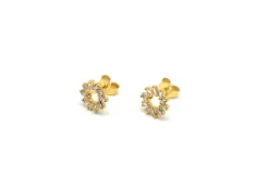 Maeve Hollow CZ Stud Earrings - Gold