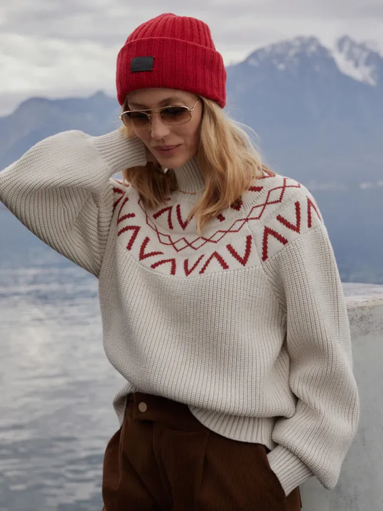 Marcie Fairisle Yoke Knit - Silver Birch
