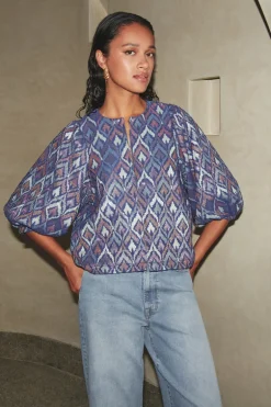 Mauri Blouse - Pavo Jacquard Print