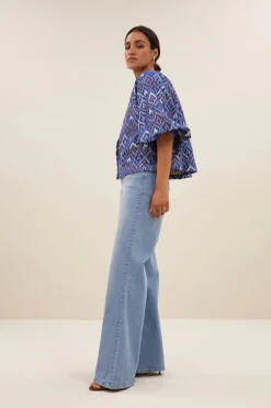 Mauri Blouse - Pavo Jacquard Print