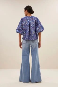 Mauri Blouse - Pavo Jacquard Print