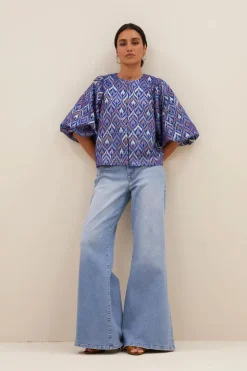 Mauri Blouse - Pavo Jacquard Print