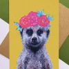 Meerkat Floral Headdress Mustard Card