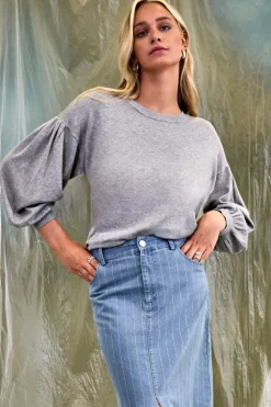 Melea Knit Pullover - Light Grey Mel