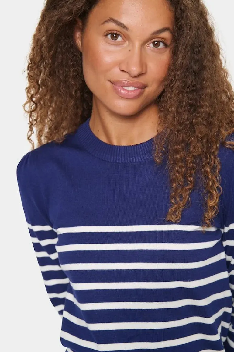 Mila LS Striped Pullover - Midnight Sail