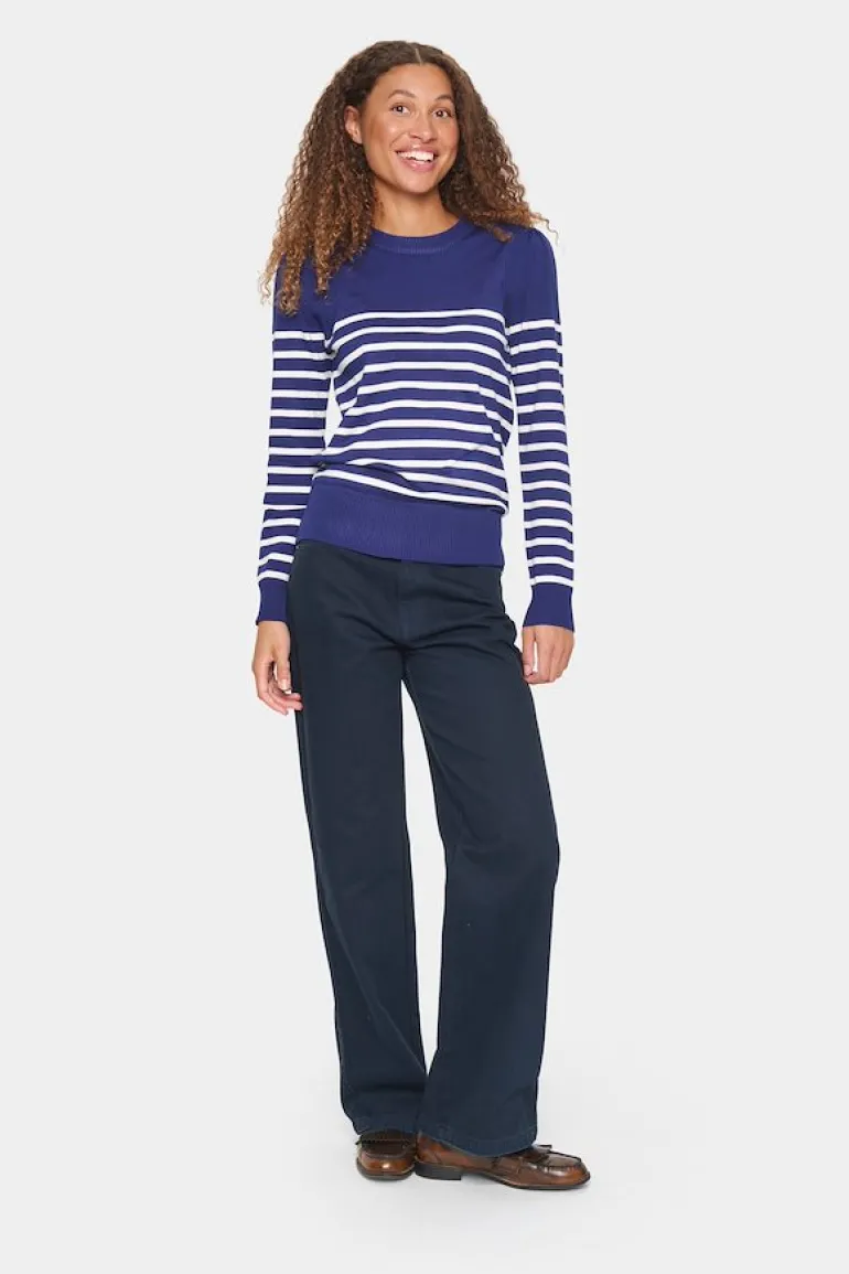 Mila LS Striped Pullover - Midnight Sail