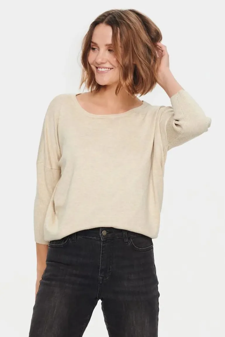 Mila R-Neck Pullover - Jojoba Melange