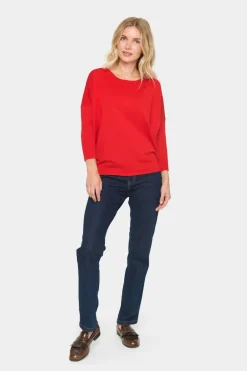 Mila R-Neck Pullover - Racing Red