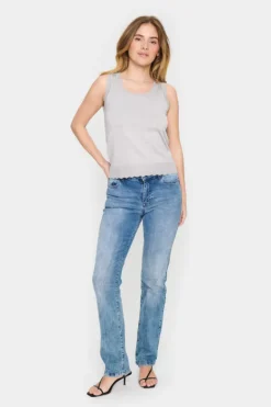 Mila Shimmer Tank Top - Silver