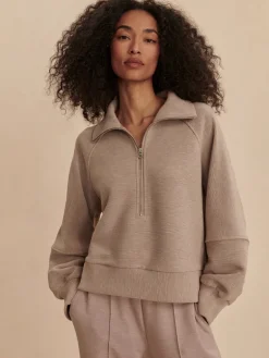 Milano Half Zip Sweat - Taupe Marl