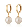 Modern Pearl Hoop Earrings - Gold