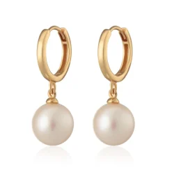 Modern Pearl Hoop Earrings - Gold