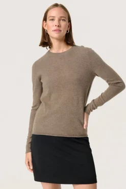 Molina Basic Crew Neck Pullover - Coffee Quartz Melange