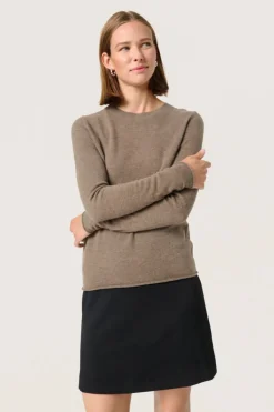 Molina Basic Crew Neck Pullover - Coffee Quartz Melange