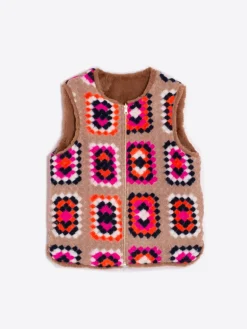 Naomi Reversible Gilet - Crochet Beige