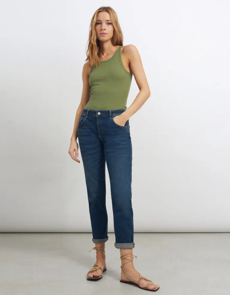 Nina Slim Boyfit Jeans - Mid Blue
